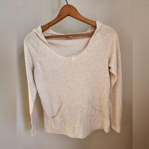 Banana Republic Soft Heather Cream Knit Sweater Hoodie with pockets
